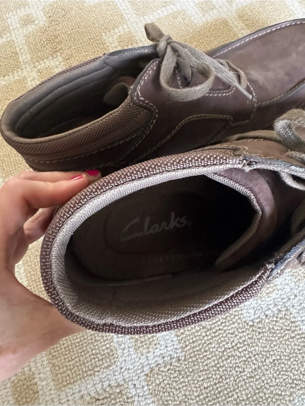 Clarks Leather Chukka Boots Moc Toe Comfort Shoes Travel Brown Size 13